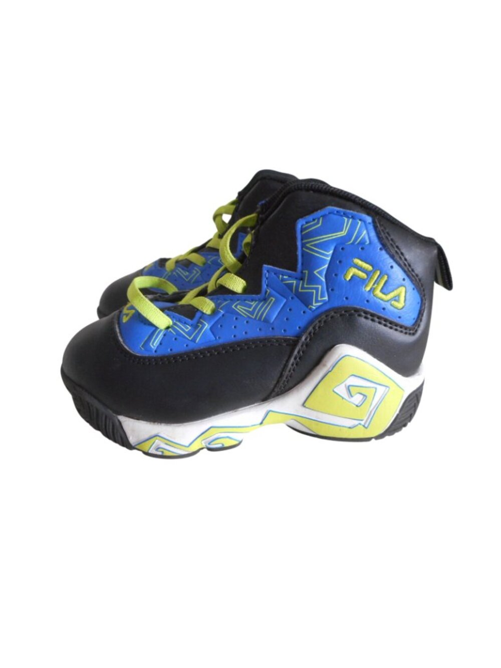 EUC Fila youth Shoes Size US 9 UK 8 EU 26 Blue black high top - Picture 2 of 6